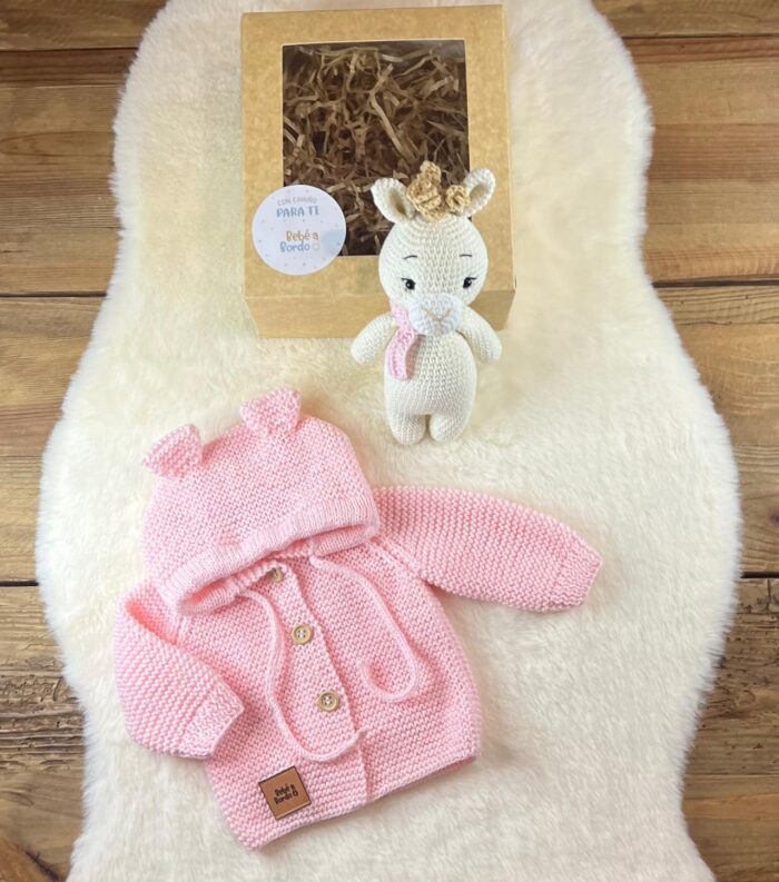 Caja Obsequio Amigurumi Llama + Saco Osito