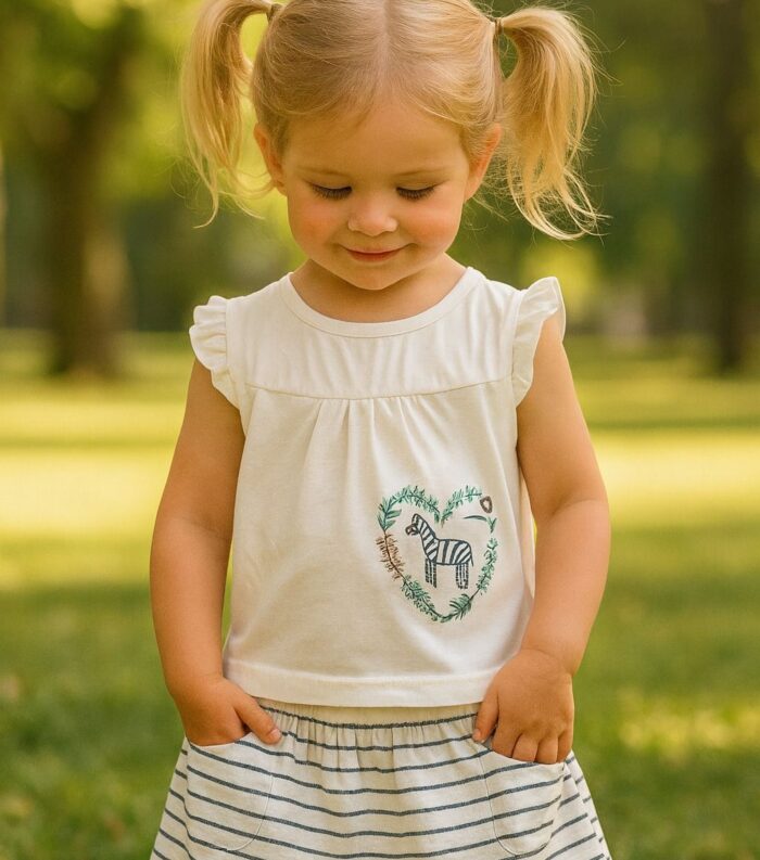 Conjunto Blusa y Pollera Niña en Algodón
